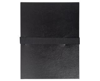 Expanding spine folder with hook and loop fastening strip 
