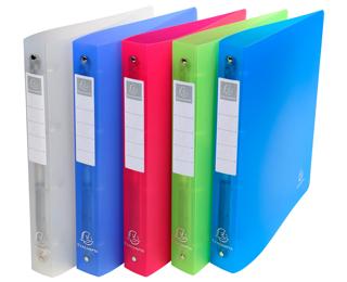 Ringbuch aus PP 700µ mit 4 Ringen 30mm, Rücken 40mm, Chromaline, für Format DIN A4 - Farben sortiert