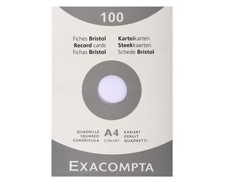 Étui de 100 fiches - bristol quadrillé 5x5 non perforé 210x297mm 