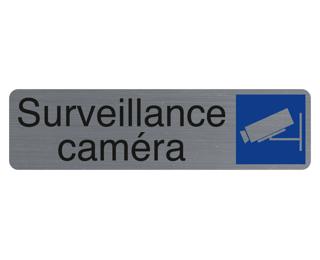 Plaque adhésive imitation aluminium Surveillance camera 16,5X4,4 cm - Gris