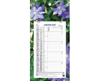 Calendrier mensuel Nature avec feuillets détachables 13 x 23 cm sur support plaque imprimée 16 x 33 cm 2027 - Visuel aléatoire