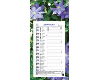 Calendrier mensuel Nature avec feuillets détachables 13 x 23 cm sur support plaque imprimée 16 x 33 cm 2027 - Visuel aléatoire