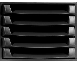 Schubladenbox THE BOX, 5 offene Schubladen, EcoBlack - Schwarz