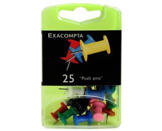 Boîte de 25 épingles Push Pins - Hauteur de pointe 7mm - 10mm de diamètre - Couleurs assorties