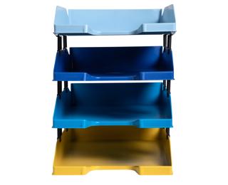 Set de 4 corbeilles-à-courrier Combo Midi Bee Blue - Couleurs assorties