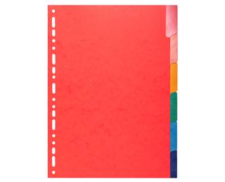 Intercalaires Carte lustrée 225g avec onglets renforcés - 6 positions - A4 - Couleurs assorties
