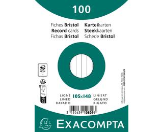 Pak 100 steekkaarten in folie - bristol gelijnd niet geperforeerd 105x148mm - Wit