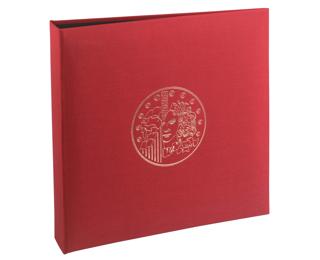 Classeur numismatique + 5 feuilles plastique - 24,5x25 cm - Bordeaux