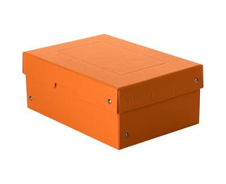 PureBox Pastel - 1 caja de almacenamiento con tapa - embalaje de regalo - sin plástico - formato A5 - altura 100 mm - asa recortada - envuelto con cinta - Naranja