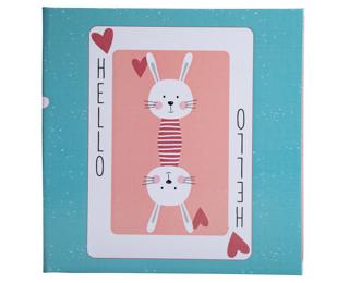 Fotoalbum 30 Seiten weiß - Format 25x25cm - Motiv: Fantasiespielkarte - Rosa/blau