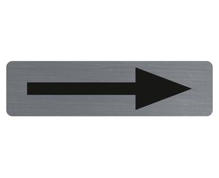 Plaque adhésive imitation aluminium Flèche noire 16,5X4,4 cm - Gris