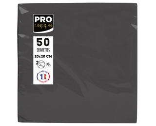 Paquet de 50 serviettes cocktail micro-gaufrées ouate 2 plis - 20x20 cm - Noir