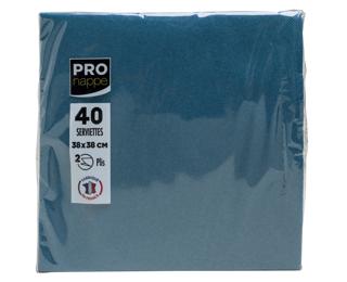 Pak van 40 2-laags micro-gewafelde watten servetten - Formaat 38x38 cm - Pacific blauw