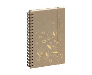 Agenda de poche Espace 16S spiralé Végétal 9 x 16 cm Semainier Janvier à Décembre 2025 - Kraft brun