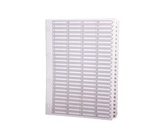Intercalaires imprimés à touches plastifiées - 100 touches 1 à 100 - A4 - Blanc