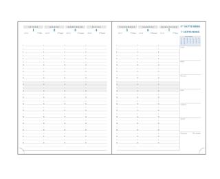 Recharge semainier SAD 29 21 x 29.7 cm Septembre 2025 à Décembre 2026-16 mois.
