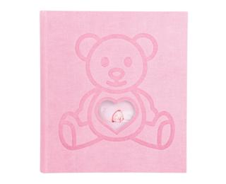 Fotoalbum TEDDY 29x32 cm, 60 Seiten weiß, Einband Teddybär - Rosa