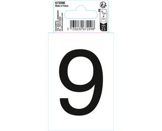 Autocollant PVC adhésif antidérapant chiffre 9 - Noir