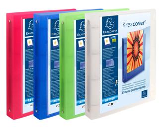 Festes Ringbuch aus PP Chromaline 1mm, 4 Ringe 30mm, Rückenbreite 40mm, für DIN A4 Maxi, Kreacover - Farben sortiert