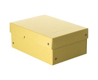 PureBox Pastel - 1 caja de almacenamiento con tapa - embalaje de regalo - sin plástico - formato A5 - altura 100 mm - asa recortada - envuelto con cinta - Amarillo pastel