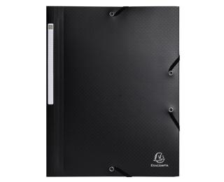 Sammelmappe A4 mit Gummizugverschluss und 3 Klappen, Recycling-PP, Kollektion Opak - Schwarz