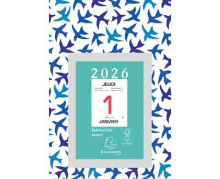 Bloc éphéméride neutre sur plaque papier 14,5 x 21,5 cm 2026 - Couleurs assorties