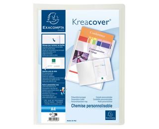 Cartella di presentazione personalizzabile Kreacover, polipropilene con 2 alette - A4 - Bianco