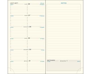 Recharge agenda de poche Espace 17 9 x 17,5 cm Semainier Janvier à décembre 2026 - Tranche naturelle