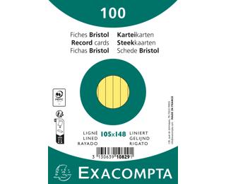 Pk100 Exa Rec Card 10.5x14.8cm Lined - Yellow