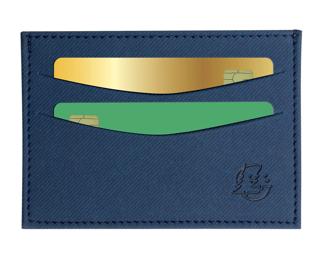 Porte-cartes horizontal avec poches centrales Denim - Bleu