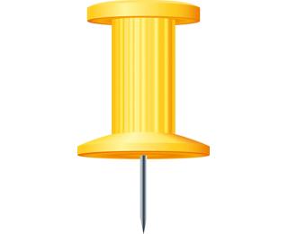 Boîte de 25 épingles Push Pins - Hauteur de pointe 7mm - 10mm de diamètre - Jaune