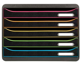 Module de classement Big Box Plus horizon 5 tiroirs Black Office - Noir/arlequin