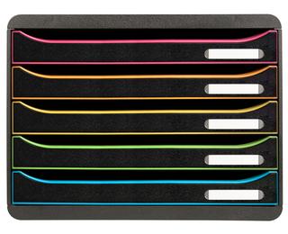 Module de classement Big Box Plus horizon 5 tiroirs Glossy - Noir/arlequin