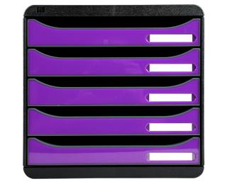 Schubladenbox Big Box Plus, 5 offene Schubladen, Iderama - Violett Glossy