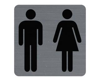 Plaque adhésives imitation aluminiumToilettes dame / homme 7,5x7,5 cm - Gris