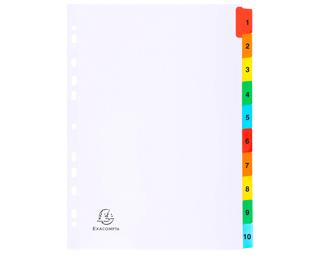 Register numerisch bedruckt, weißer Karton 160g/qm, 10 Taben, 1-10, DIN A4 