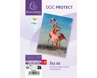 Sachet de 10 étuis de protection simple PVC lisse 20/100e - A6 