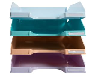 Set mit 4 Briefablagen COMBO MIDI, Aquarel - Farben sortiert