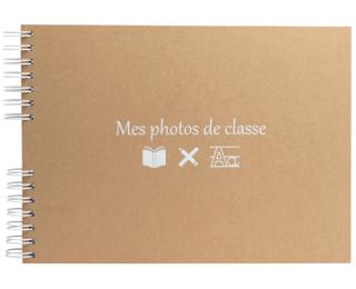 Album photos à spirales 50 pages blanches pour photos de classe - Brun
