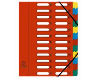 Trieur HARMONIKA® à fenêtres avec élastiques véritable carte lustrée 24 compartiments - Rouge