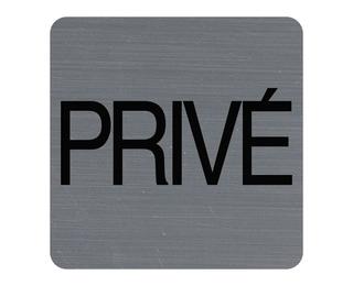 Plaque adhésive imitation aluminium Privé 7,5x7,5 cm - Gris