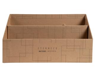 Sorter/Briefständer mit 3 Fächern aus Hartkarton mit geometrischen Motiven, Serie Eterneco - Braun geometrische Motive