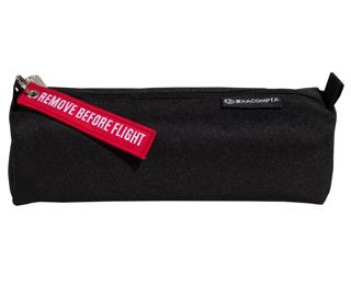 Exacompta Flight Semi,Round Pencil Case with Keyring - Black