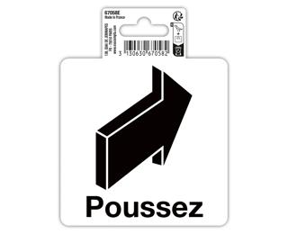 Panneau PVC adhésif antidérapant Flèche poussez 10 cm - Noir