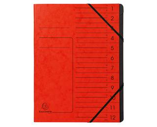 Trieur agrafé avec élastiques intérieur noir 12 compartiments - A4 