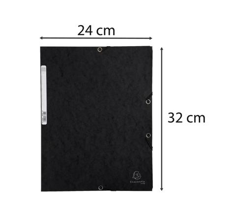 Chemise 3 Rabats Avec Élastique Exacompta - Format 24x32 Cm, Carte 425g Noir - Classement De Documents