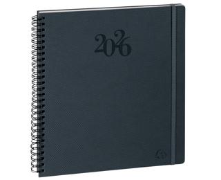 Agenda de bureau Eurotime 22S spiralé Swan 18,5 x 22,5 cm Semainier décembre 2025 à décembre 2026 - Gris