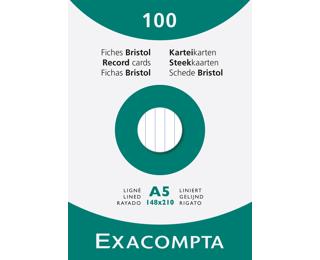 Pk 100 Exa Record Cards A5 White Lined - White