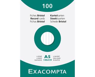 Étui de 100 fiches - bristol ligné non perforé 148x210mm - Blanc