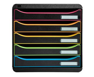 Schubladenbox BIG BOX PLUS, 5 offene Schubladen, Black Office - Schwarz/Harlekin